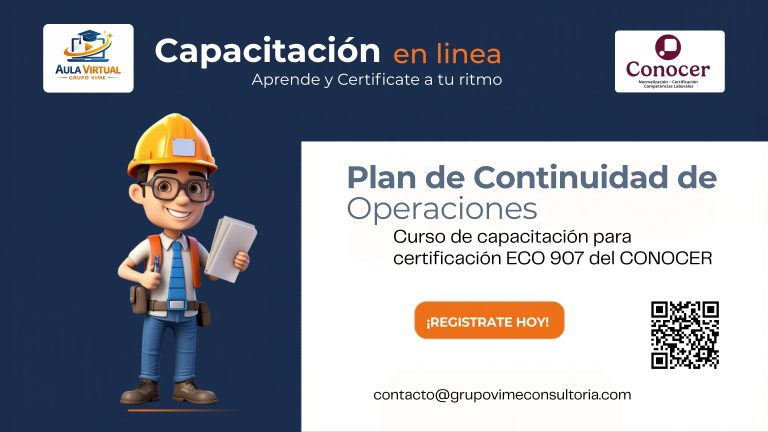 Certificación CONOCER ECO 907 Elaboración de Plan de Continuidad de Operaciones