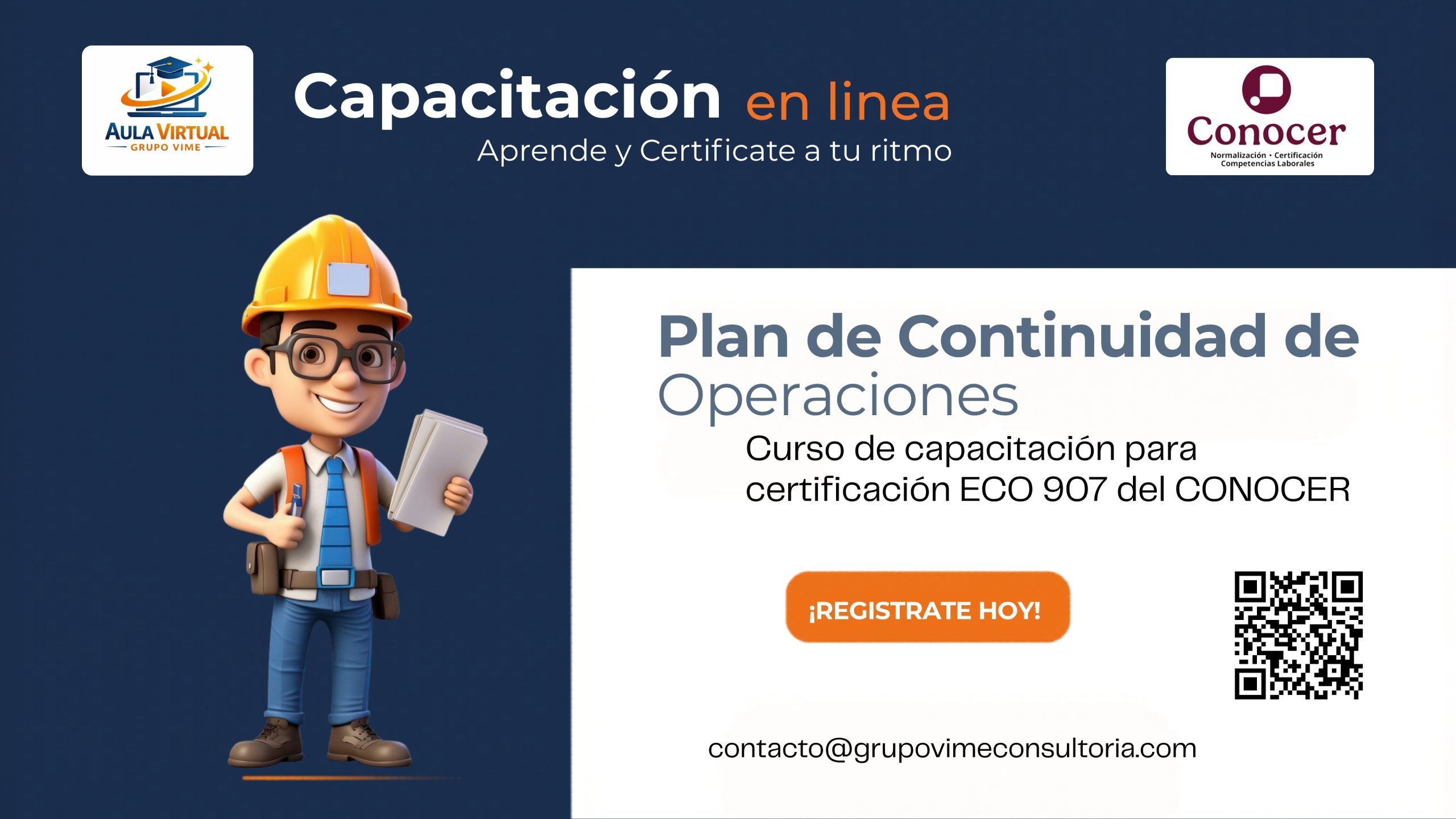 Certificación CONOCER ECO 907 Elaboración de Plan de Continuidad de Operaciones
